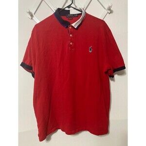 Polo Ralph Lauren Men’s Red Shirt 3D Blue Pony Logo “POLO” Back Neck Size XL